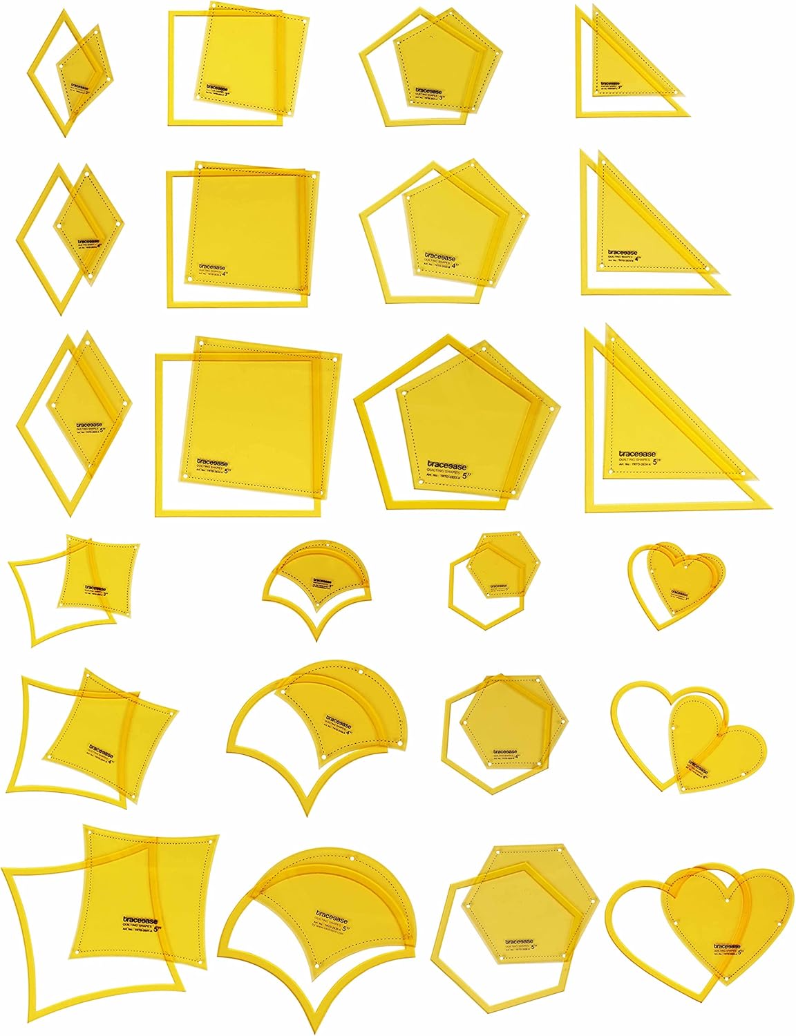 Traceease Quiliting Template Drafting Tools DIY Journal, Scrapbook Drafting Quilting Shapes Tool Kit for Office and School Lot of 24 pcs