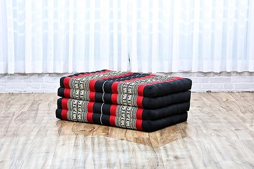 Miniatura 6 de Leewadee - Colchón tailandés plegable grande, 82 x 46 x 3 pulgadas, cama de invitados, cama triple plegable, cojín de masaje tailandés TV asiento de