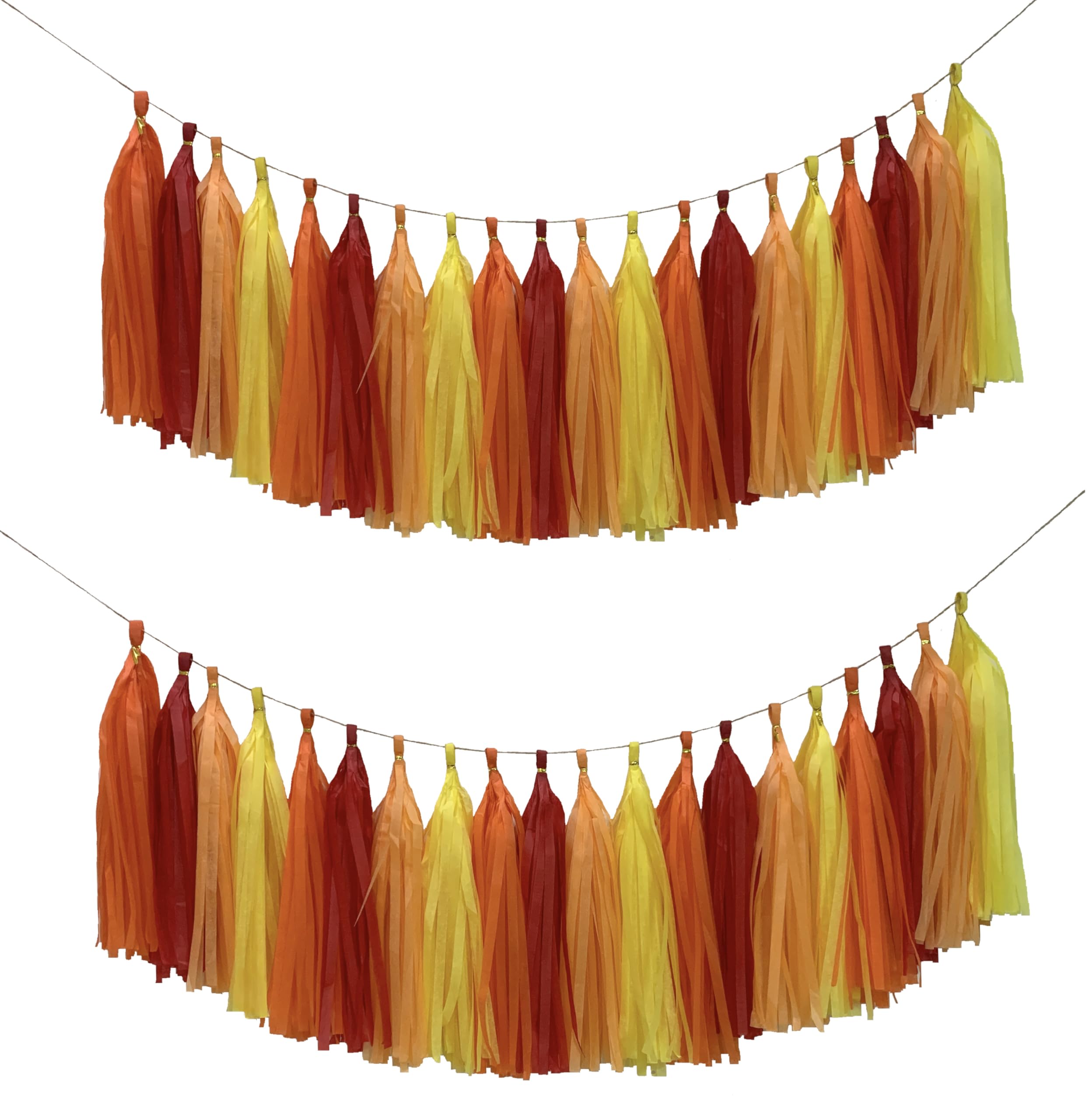 Guirnalda de borlas de papel de seda rojo, naranja y amarillo, pancarta de borla de papel para decoración de fiestas, paquete de 20