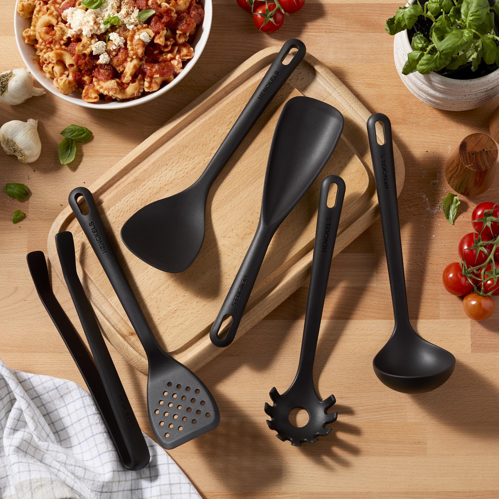 HENCKELS 1029999 - Utensilios de cocina de ónice de silicona, color negro