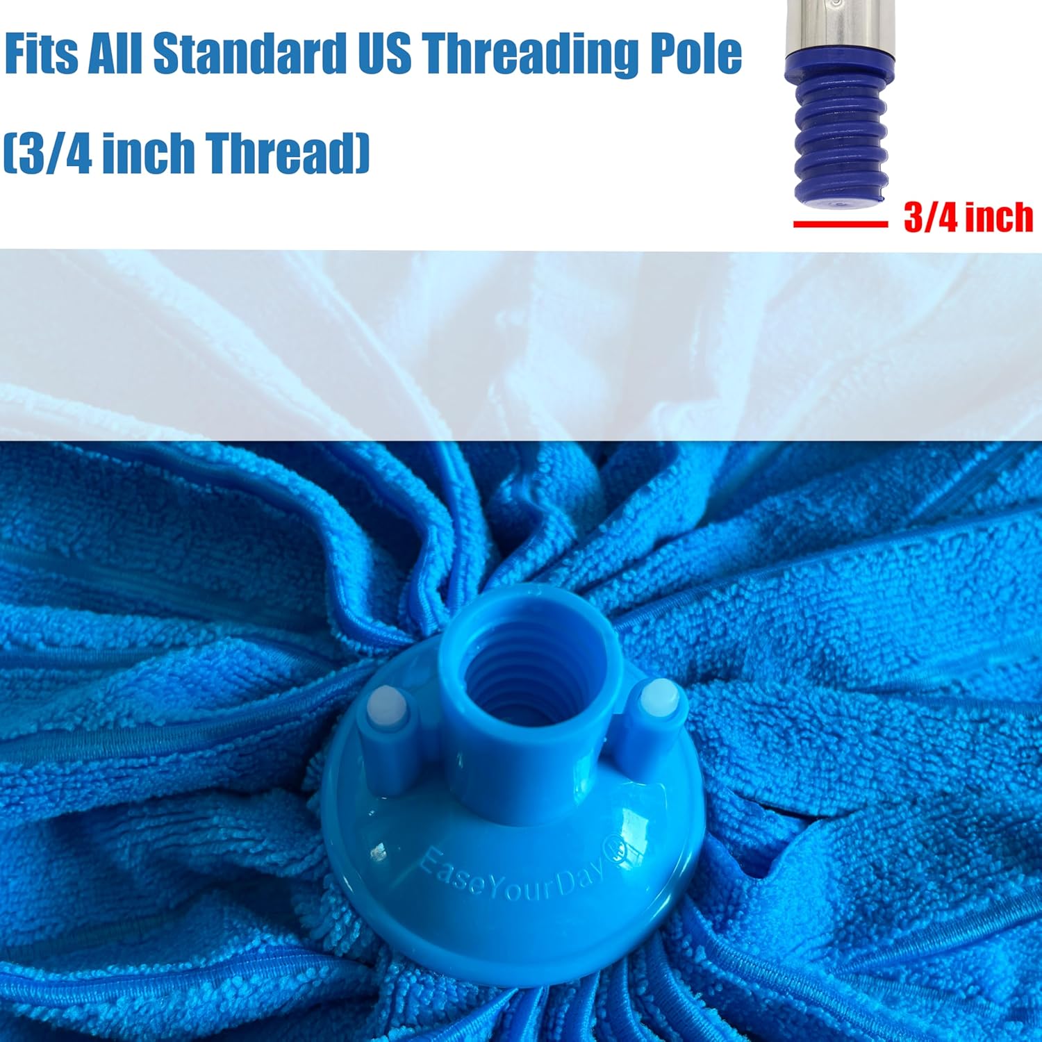 Microfiber Cloth Mop Head, Screw On Mop Head Refill Compatible with Standard US Threading Pole (Acme 3/4 inch) (6)