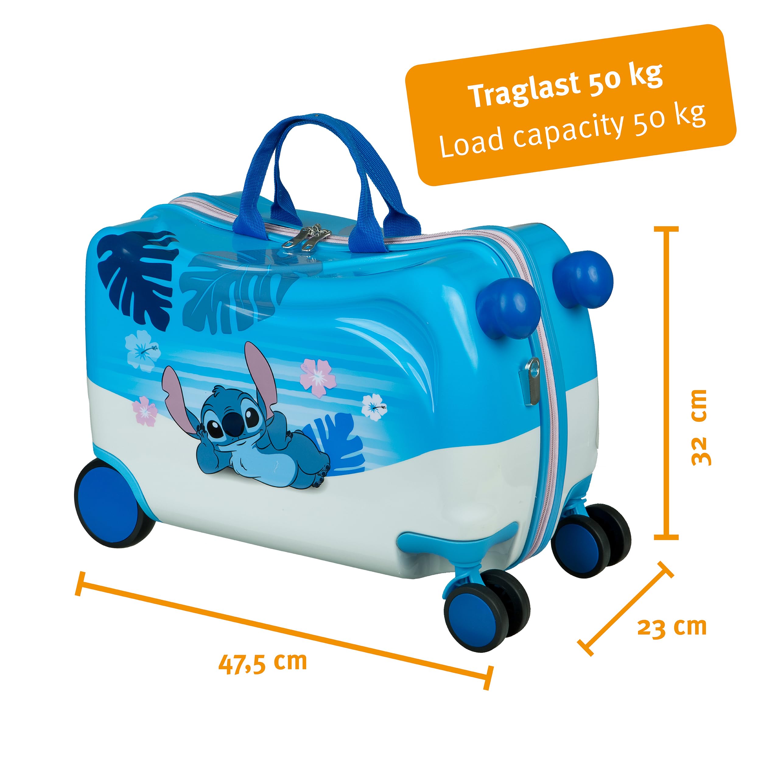 Undercover - Stitch Ride-on Trolley - bagaż dziecięcy do siedzenia - możliwość obciążenia do 50 kg - z praktycznymi uchwytami do przenoszenia - solidna walizka podróżna dla dzieci