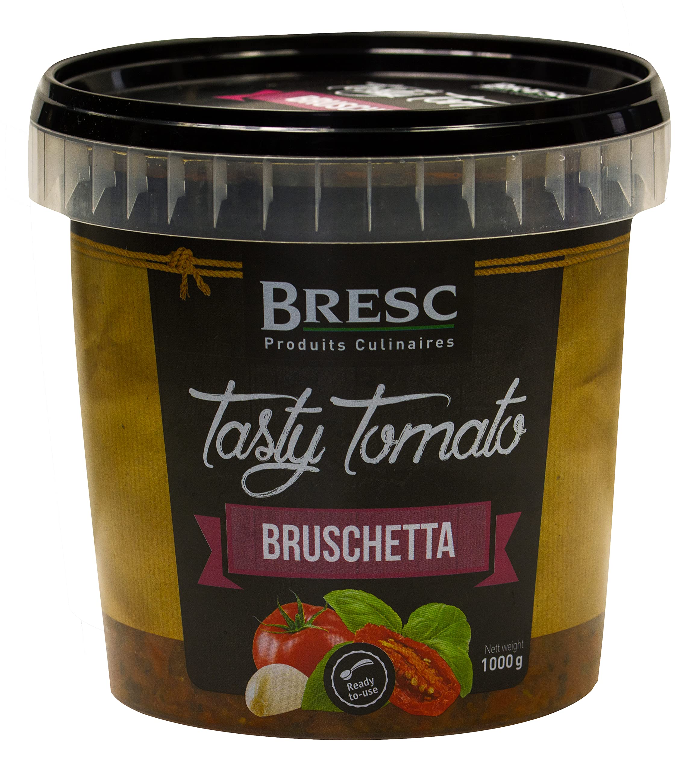Bresc Tomaten Bruschetta - 6x 1kg - vegane klassische italienische Vorspeise Antipasti aus getrockneten Tomaten, Knoblauch, Basilikum, Oregano, gebrauchsfertig, warm und kalt ein Genuss