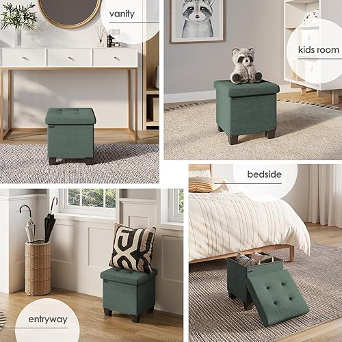 Miniatura 662 de Otomana plegable para dormitorio o sala de estar, con contenedores de almacenamiento, reposapiés para el extremo de la cama, soporta hasta 660 lb,
