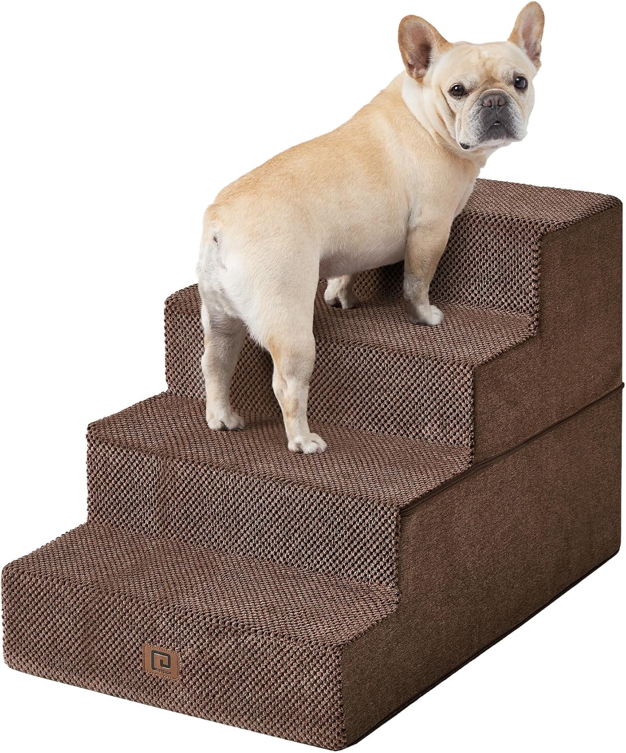 EHEYCIGA Dog Stairs for Bed 20”H, 4-Step Extra Wide Dog Steps for High Bed, Pet Steps for Small Dogs and Cats, Non-Slip Balanced Pet Ramp, Brown Brown 4 Extra Wide 15.7" x 28" x 20"