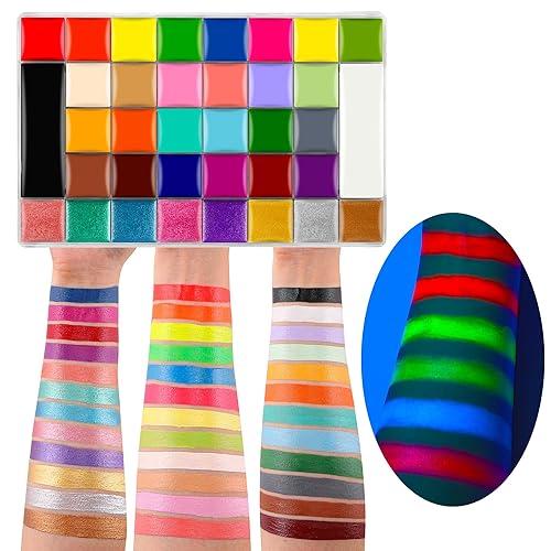 Miniatura 5 de CCbeauty Kit de pintura facial profesional de 36 colores, kit de pintura facial para cosplay, paleta de maquillaje para Halloween, payaso SFX, kit