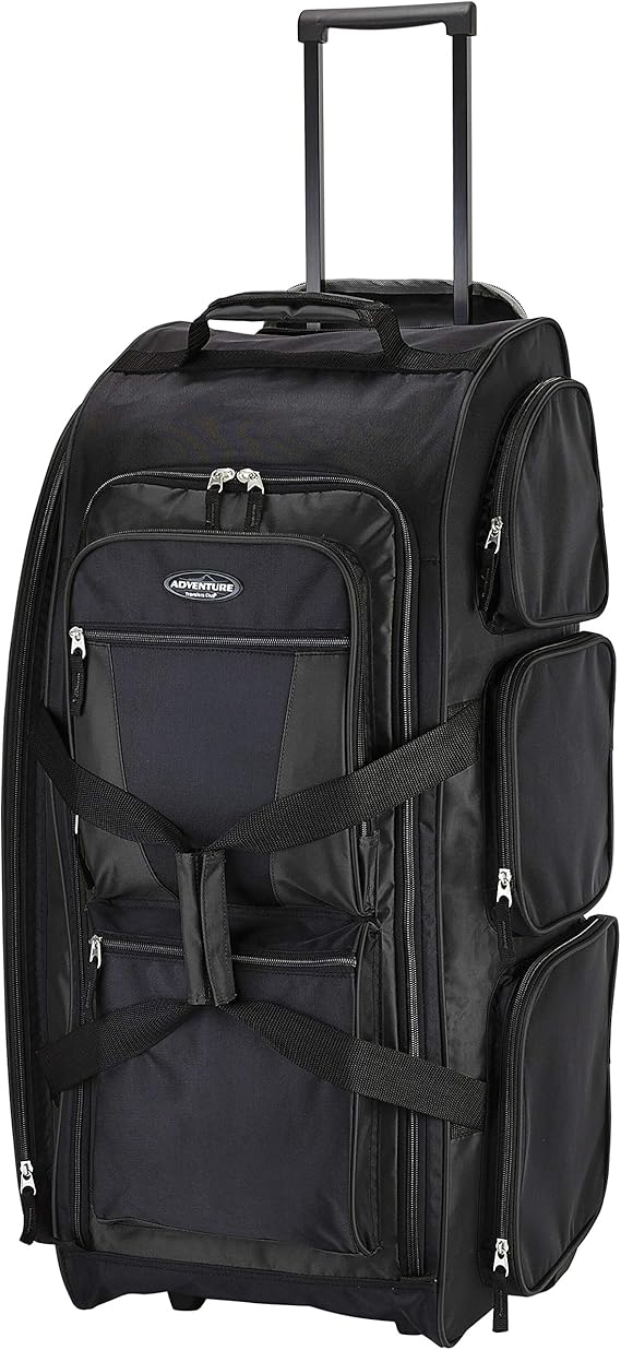 Travelers Club Xpedition 30 Inch MultiPocket Upright Rolling Duffel Bag, Black, 30