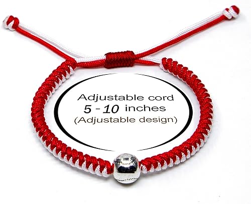 Miniatura 3 de Braided Bracelets Baseball Gifts for Boys Adjustable Wristbands with Baseball Beads, Inspirational Baseball Bracelets for Girls Teens Adults (Red