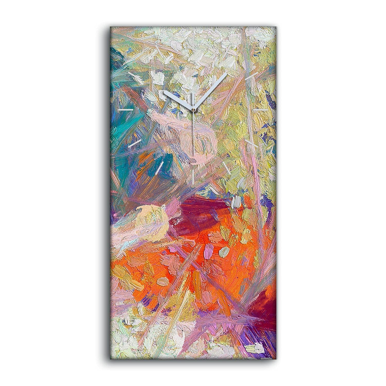 Horloge sur Toile 30x60cm Art Abstrait Moderne en Silence pour Salon