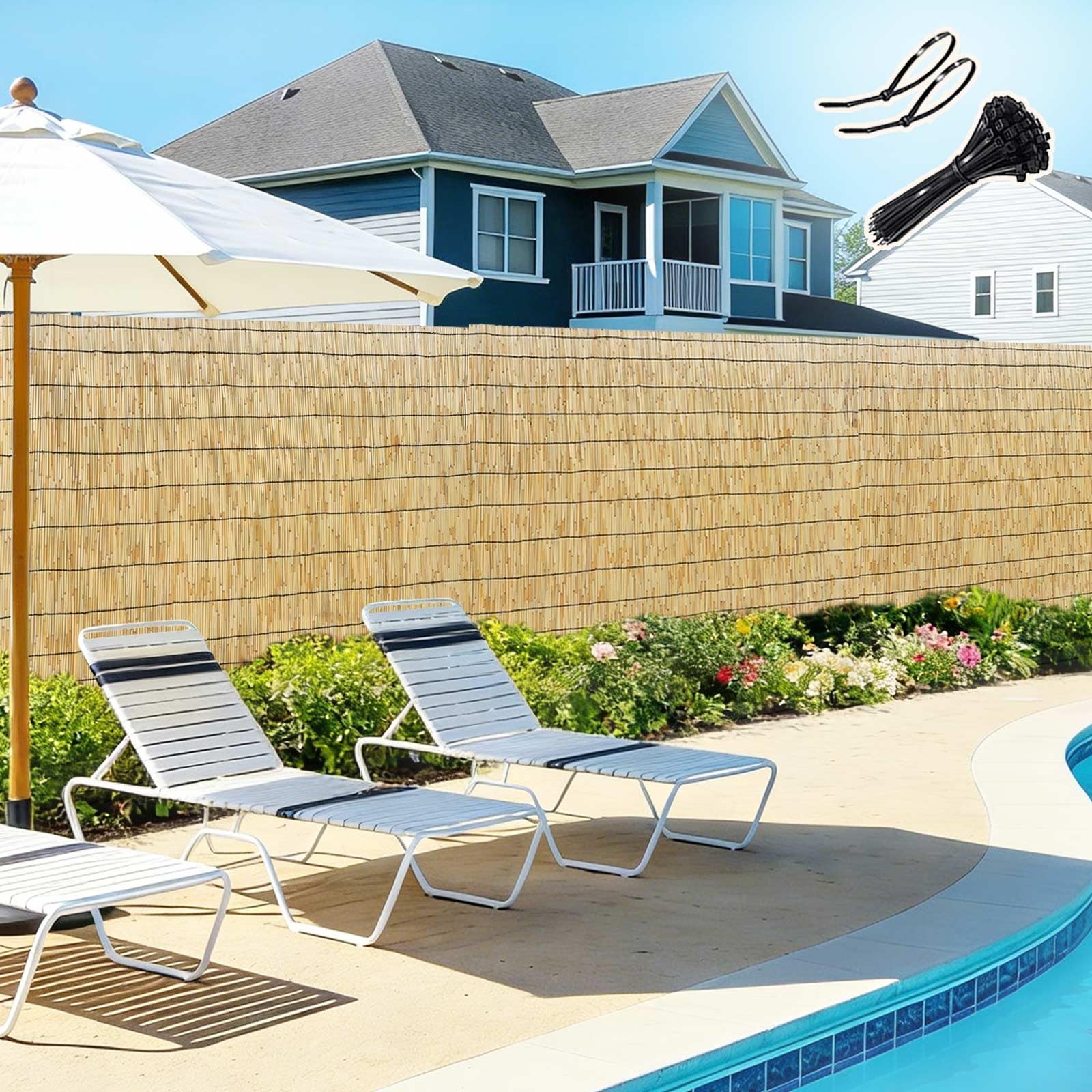 Rorquscade Natural Bamboo Fence Screening Roll 2Ft 3Ft 4Ft 5Ft 6Ft High Privacy Screen Bamboo Wall Panel Garden Fencing For Yard Garden Patio Balcony Decorative Fences Privacy Wall Outdoor(Natural)