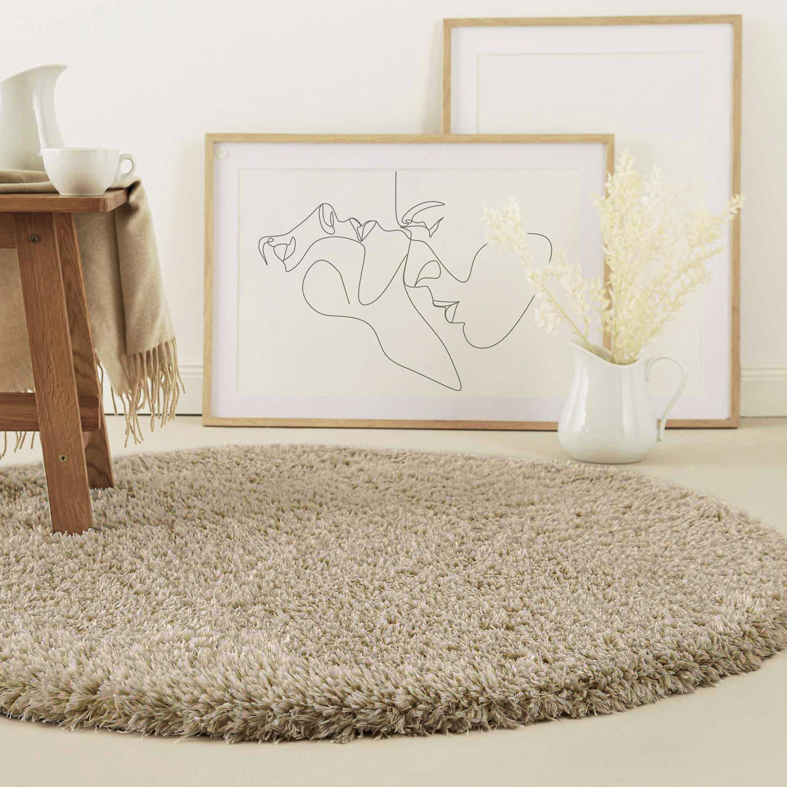 Nachhaltiger Teppich Läufer - modern einfarbig kuschelig weich und sehr flauschig für Wohnzimmer, Schlafzimmer, Kinderzi