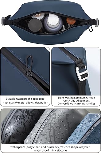 Miniatura 3 de Kit Dopp de silicona grande de 13 pulgadas, bolsa de aseo impermeable a prueba de fugas, estuche de maquillaje de viaje plegable para hombres y