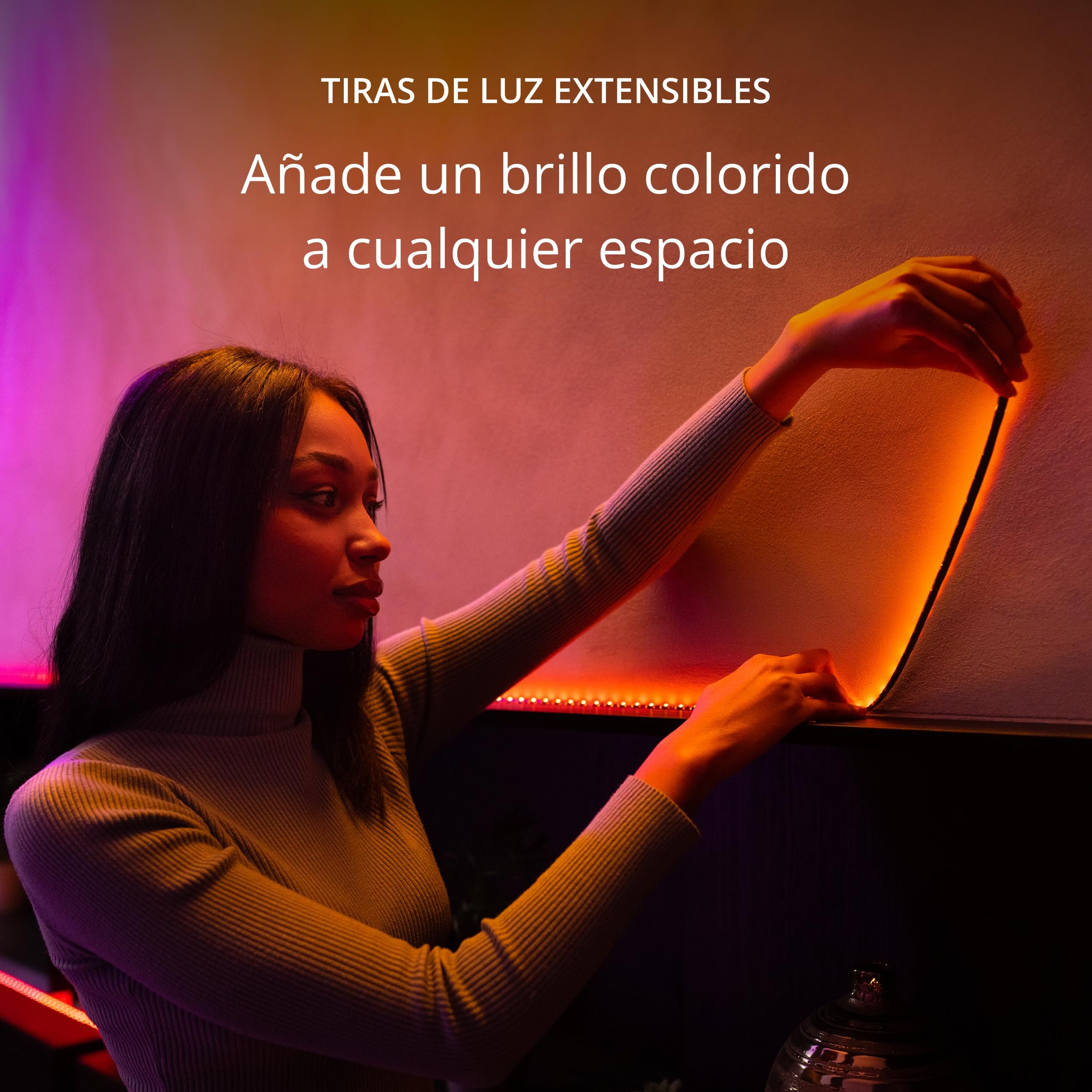 Twinkly Line Kit - Tiras de Luces LED RGB, Autoadhesivas + Magnéticas - Decoración de Interiores - Control por App - Blanco, 1,5 m