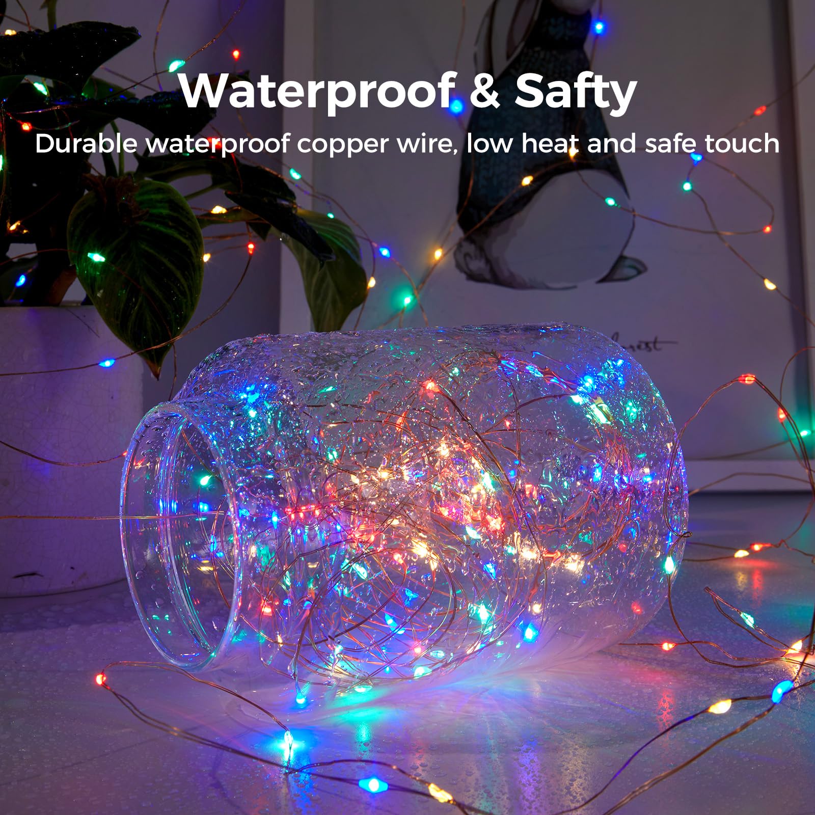 65.6ft Smart Halloween String Lights - 200 LEDs APP Controlled Orange Purple To Red Colors, 28 Modes