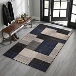 Patchwork moderne Plaid Area Rug Noir Gris INS Style Salon Chambre Soft Non-dérapant Sol Tapis Maison Décor Neutre Ton Lavable Rug Brown 5x7