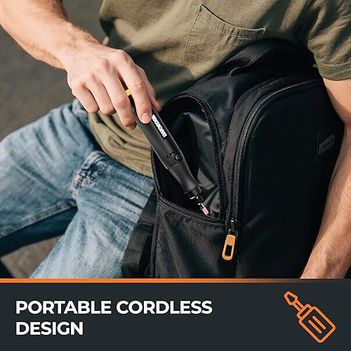 Miniatura 6 de Kit de herramientas rotativas inalámbricas, mini herramienta giratoria de 20 V para lijar, tallar, taladrar, grabar, pulido, manualidades con 42