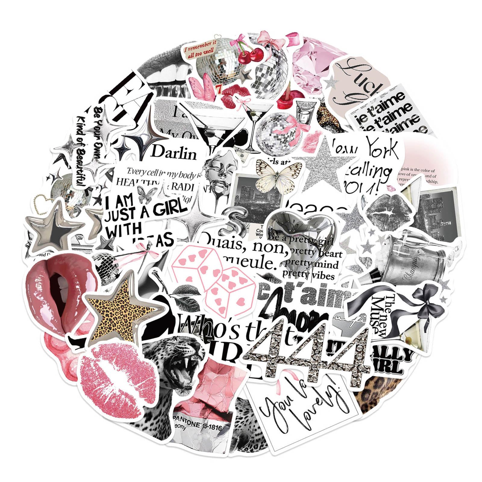 50Pcs Decorative PET Sticker Scrapbooking Sticker for Water Bottle Journal Notebook Laptop Guitar Luggage Phone Cover