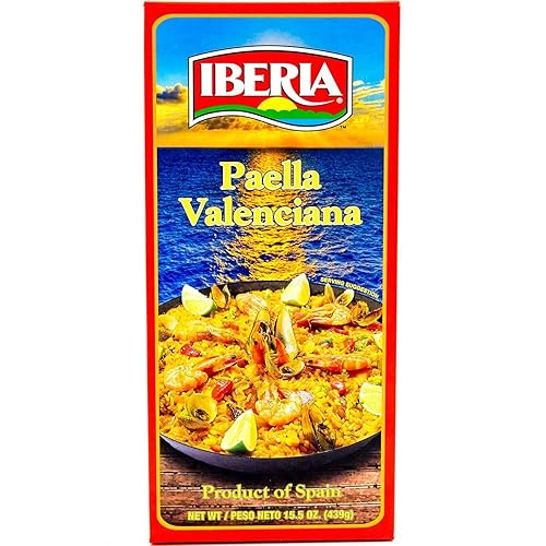 Iberia Paella Valenciana Kit de Paella Listo para Cocinar con Arroz Amarillo y Mariscos Producto de España 155 oz