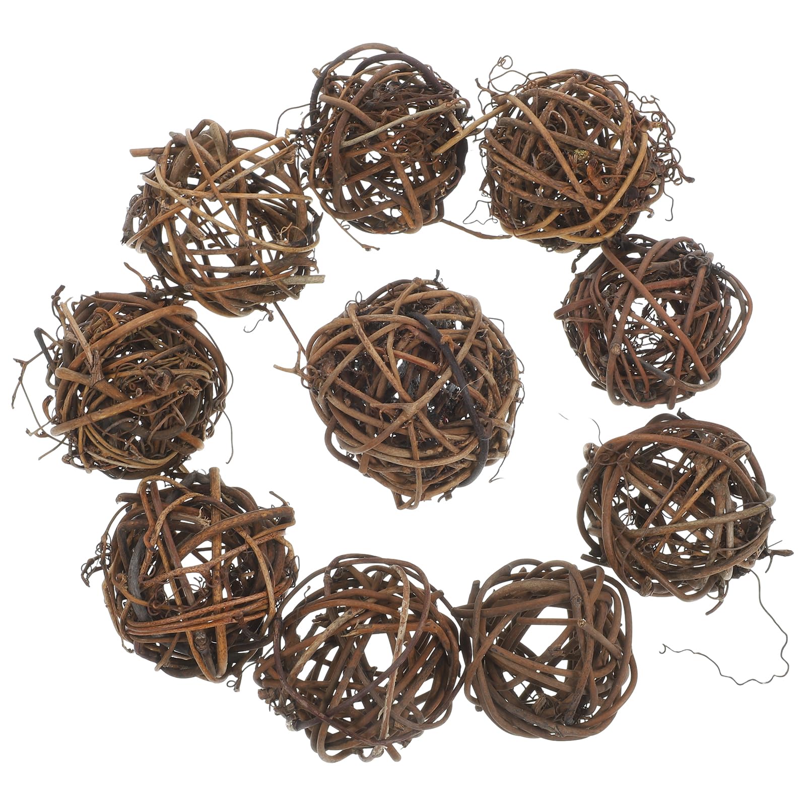 Boules en rotin naturel 9 cm pour deco sapin de Noel et jouet oiseau