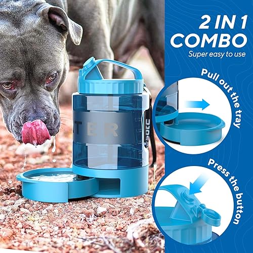 Miniatura 4 de lesotc Botella de agua para perros, dispensador de agua para perros de 77 onzas para camping, parque, senderismo, dispensador portátil de agua para