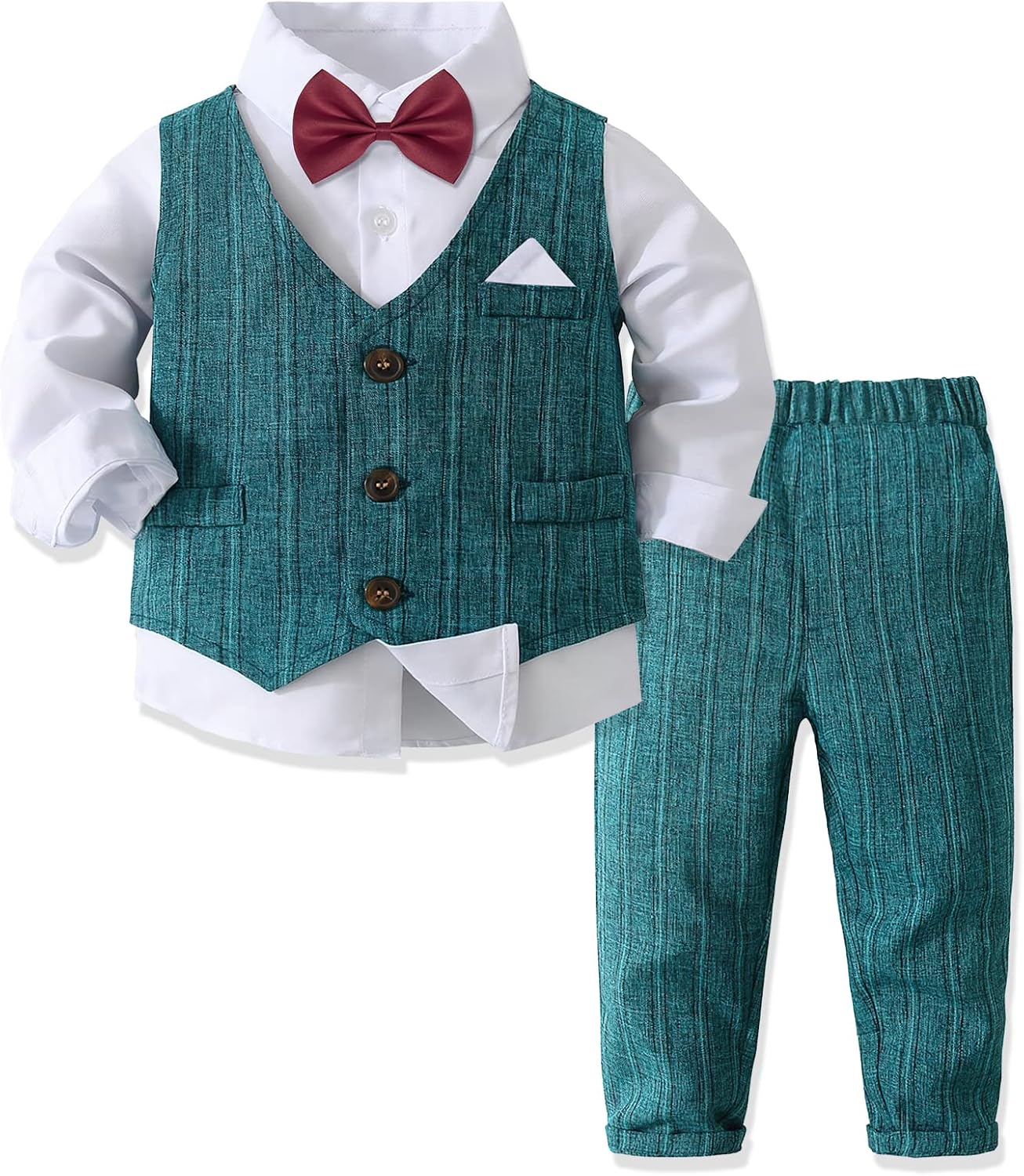 Sadarkes Kids Formal Suits Boys Clothes Sets 4PCS Shirts + Vest + Pants + Bow Tie Child Tuxedos Outfits 2-7 Years