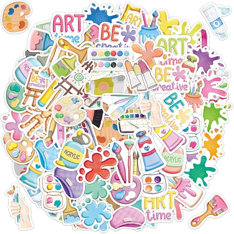 Art Painting Stickers for Kids 100 Pcs Waterproof Party Favors | Artist Painting, School Classroom Supplies