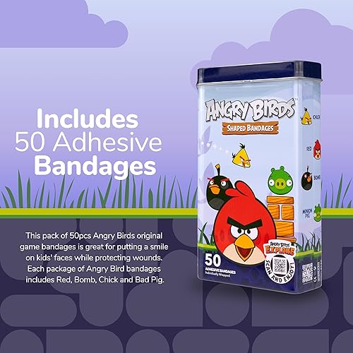 Miniatura 2 de BioSwiss Vendajes Angry Birds - Vendaje autoadhesivo en forma de juego, sin látex, cuidado de heridas estériles, forma estándar para niños y