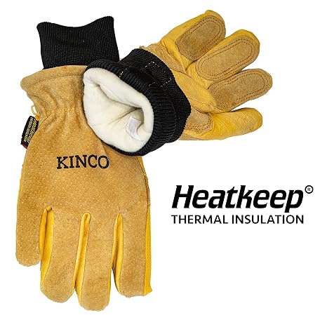 Kinco Lined Heavy Duty Premium Grain & Suede Pigskin Driver with Knit Wrist