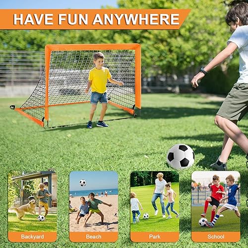 Miniatura 6 de Porterías de fútbol para patio trasero, juego de red de portería de fútbol de 4 x 3 pies, portería de fútbol para niños para equipo de entrenamiento