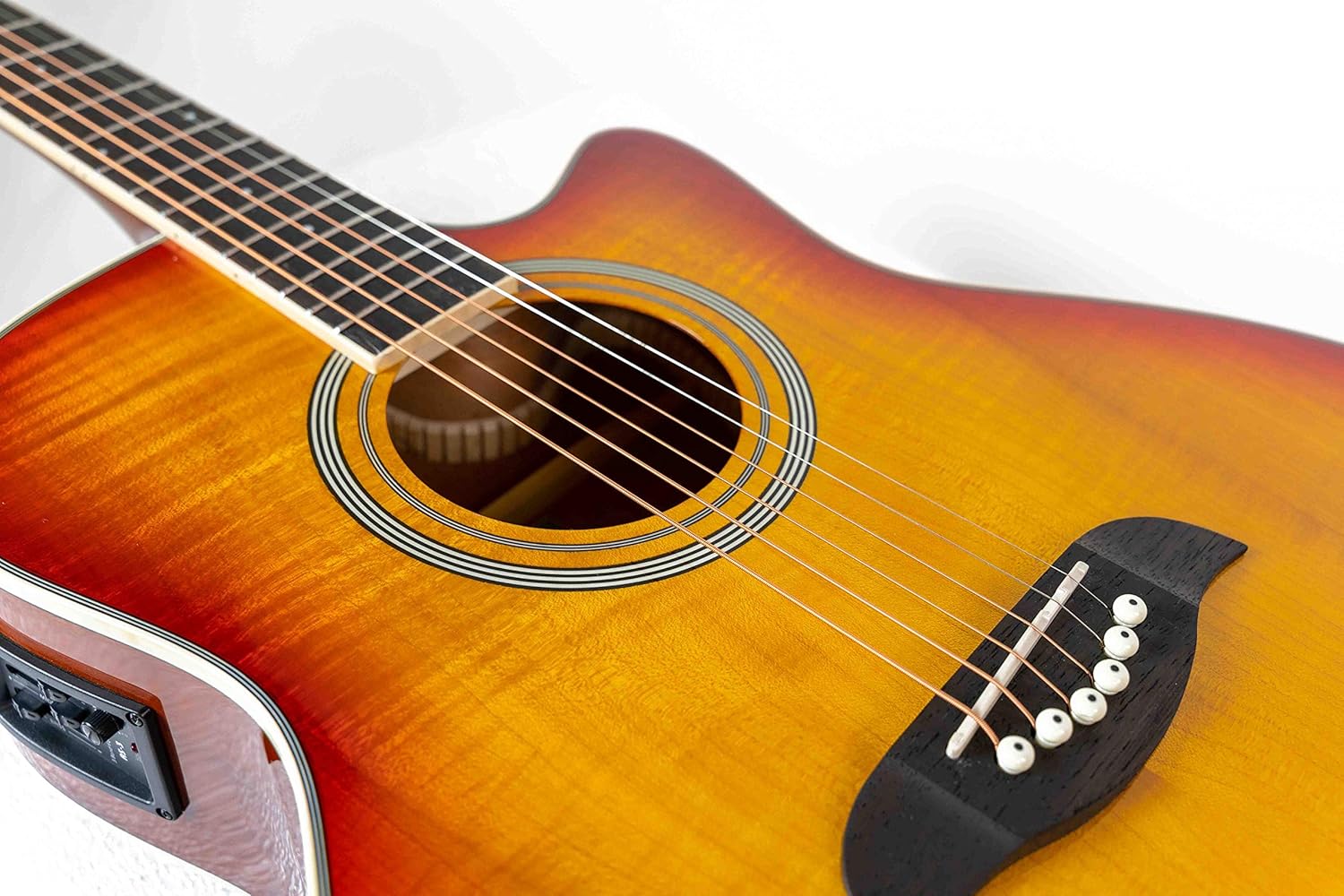 Oscar Schmidt OA10CE Mini Auditorium Acoustic-Electric Guitar - Spalted Maple Bundle with Gig Bag, Cable, Tuner, Strap, Picks, Instructional Book, DVD, and Polishing Cloth