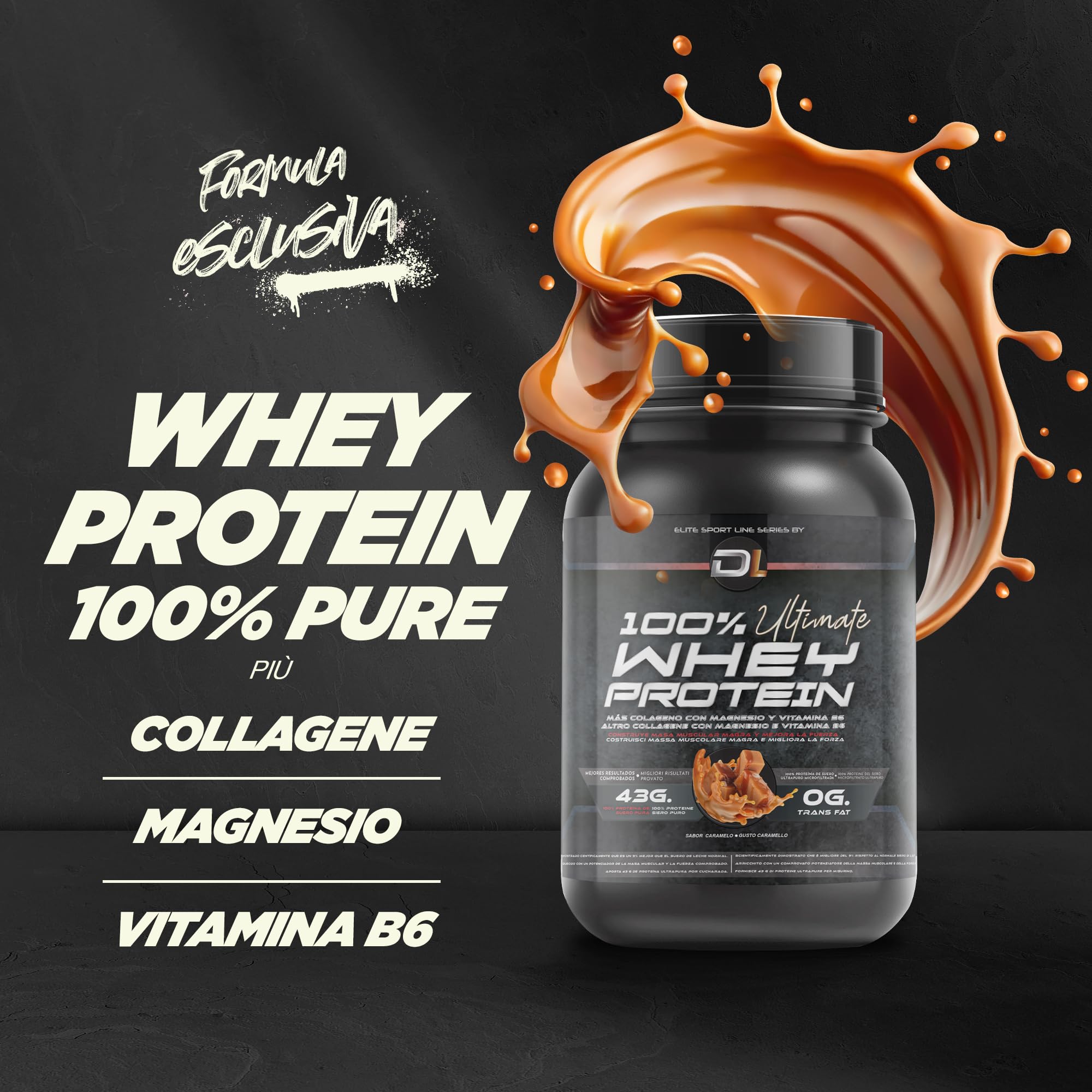 Whey Protein | Proteina in polvere con Collagene, Magnesio e Amminoacidi | Aumenta la massa muscolare | Supporta lo sviluppo e il recupero muscolare | Proteina facile da digerire | 1kg Caramello