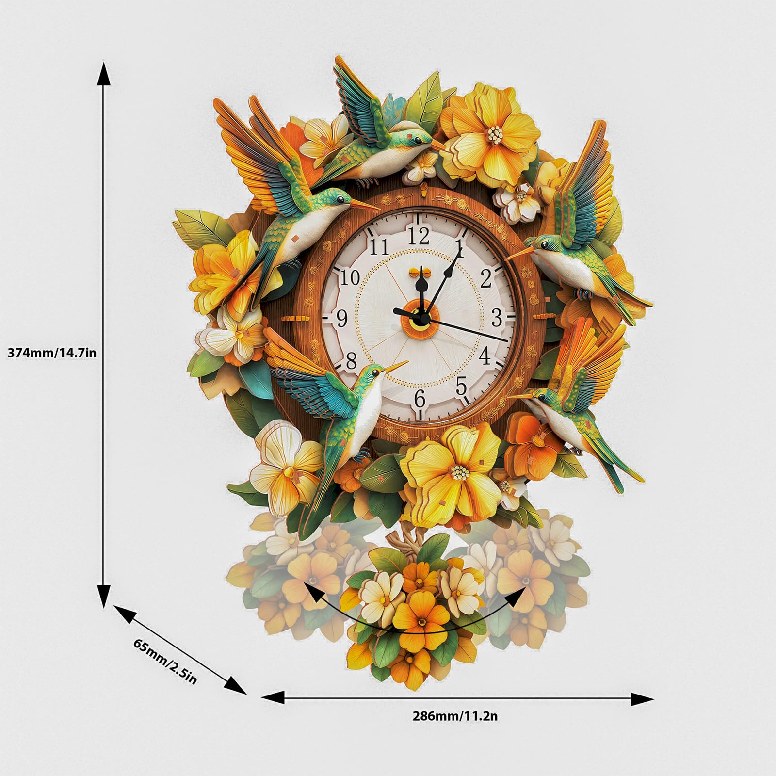 3D Puzzle Horloge, 3D Puzzle en Bois Adultes Enfants, DIY 3D Puzzles Mural Horloge Homme Femme Cadeau d'anniversaire, Meilleur Ami (Colibri)