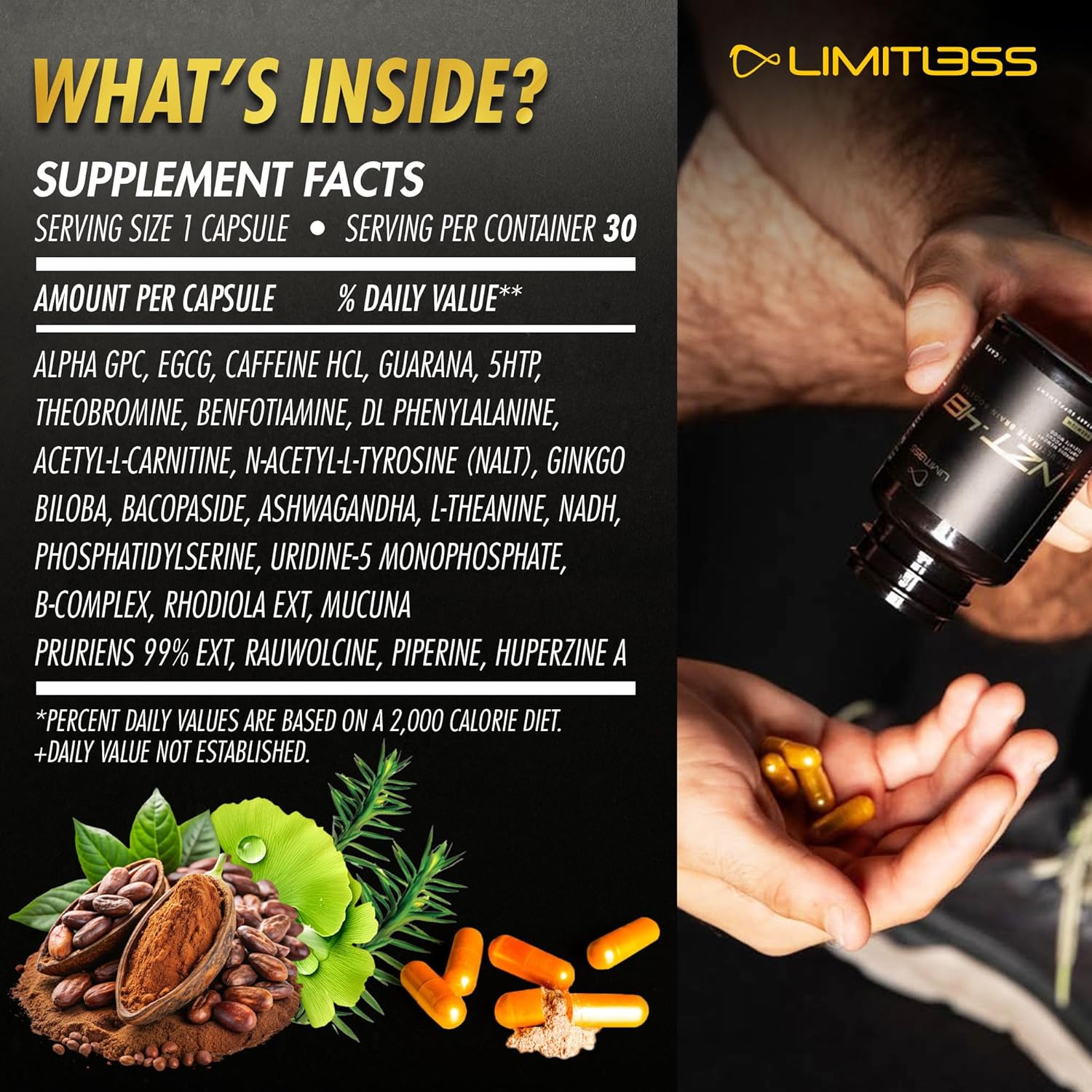 NZT-48 Brain Booster | Nootropic Brain Supplements for Memory and Focus | Premium Natural Energy Supplement with Caffeine, Phosphatidylserine, Vitamins B6 & B12, Ashwagandha | 30 Servings - Image 2