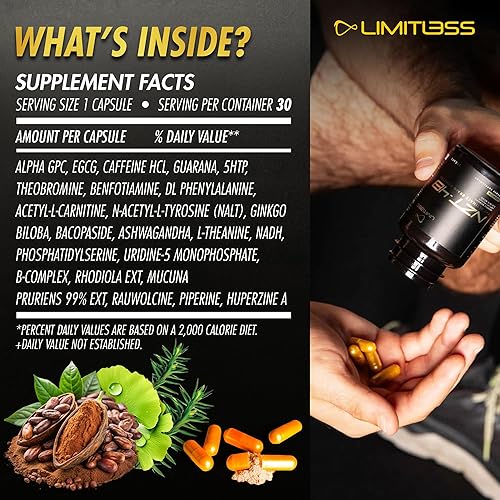 Miniatura 2 de NZT-48 Brain Booster  Suplementos cerebrales nootrópicos para la memoria y la concentración  Suplemento energético natural premium con cafeína,
