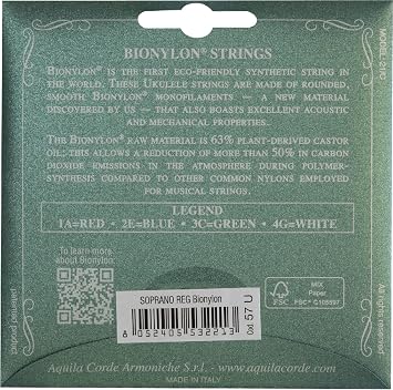 Aquila Bionylon AQ-57 Soprano Ukulele Strings High G Set of 4