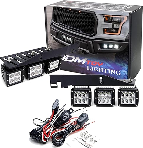 iJDMTOY Kit de lámpara antiniebla de luz LED compatible con Ford F150 Raptor 2017-2020, incluye (6) cubos LED CRE de alta potencia de 24 W de 2 x 3,