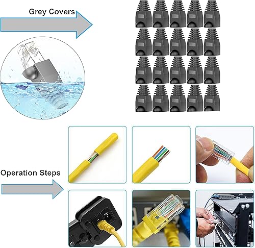 Miniatura 6 de LEATBUY Kit de crimpadora CAT5 CAT6 RJ45 Juego de herramientas de crimpado de paso, herramienta de red de crimpado Ethernet, cortador de cables LAN,