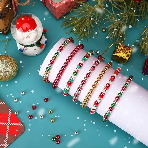 Miniatura 2 de UPINS 1500 cuentas de Navidad para hacer joyas, pulseras de 0.236 pulgadas, redondas, pequeñas cuentas espaciadoras, cuentas para manualidades,