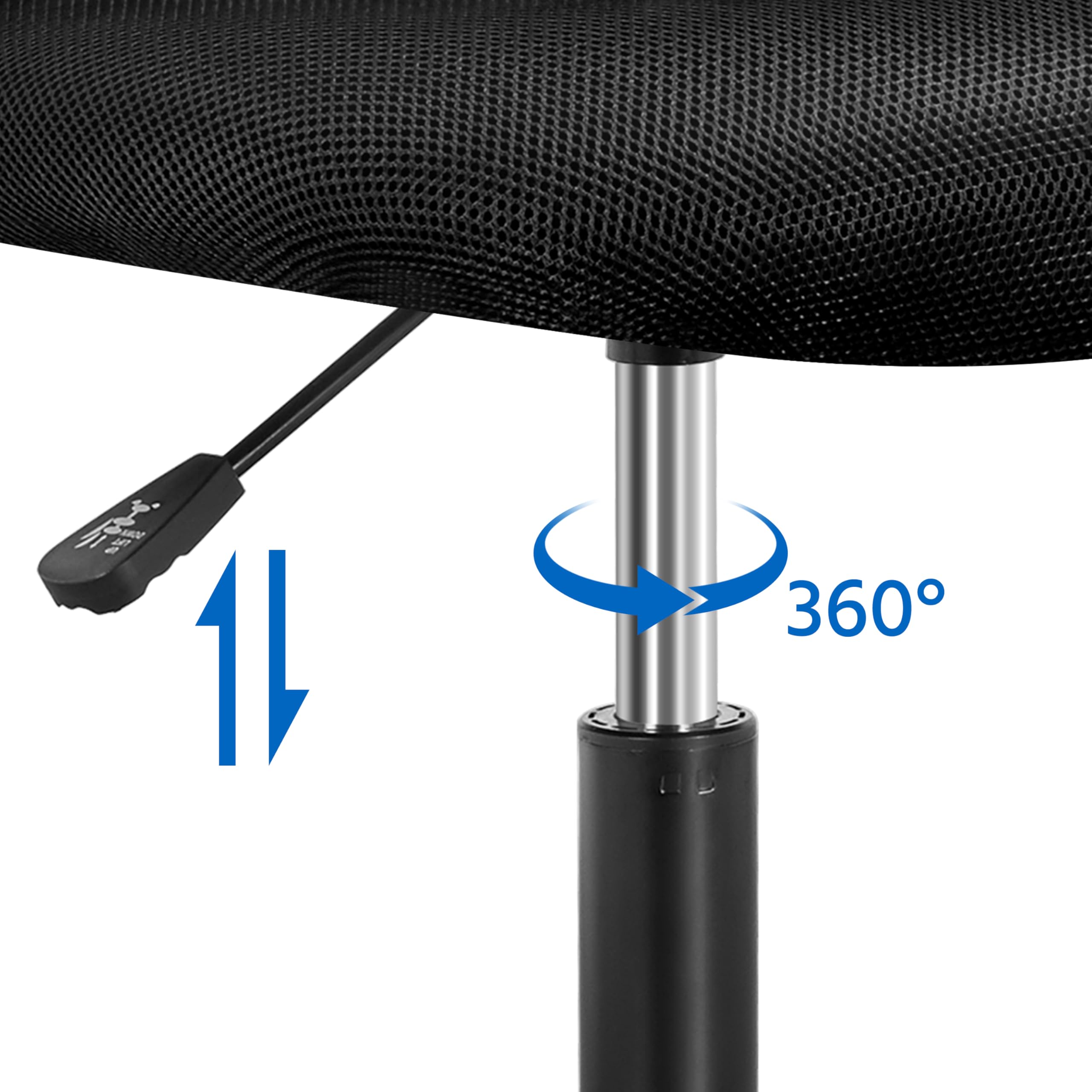 Yaheetech Silla Escritorio de Oficina Ergonómica Silla Giratoria Altura Ajustable sin Reposabrazos Asiento Malla Negro
