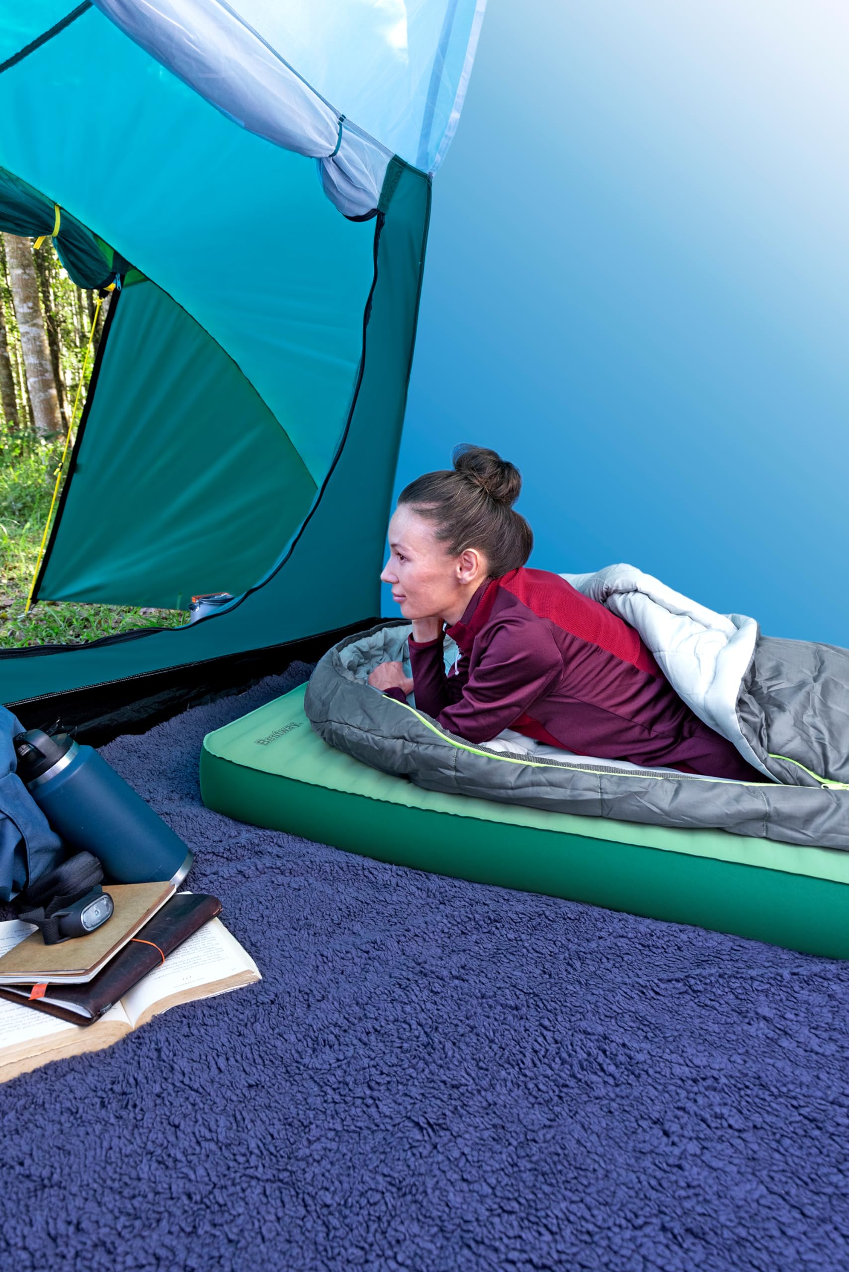 Bestway ComforTrek Luxe samopompująca duża, prostokątna podkładka do spania 78 cali x 25 cali x 4,3 cala