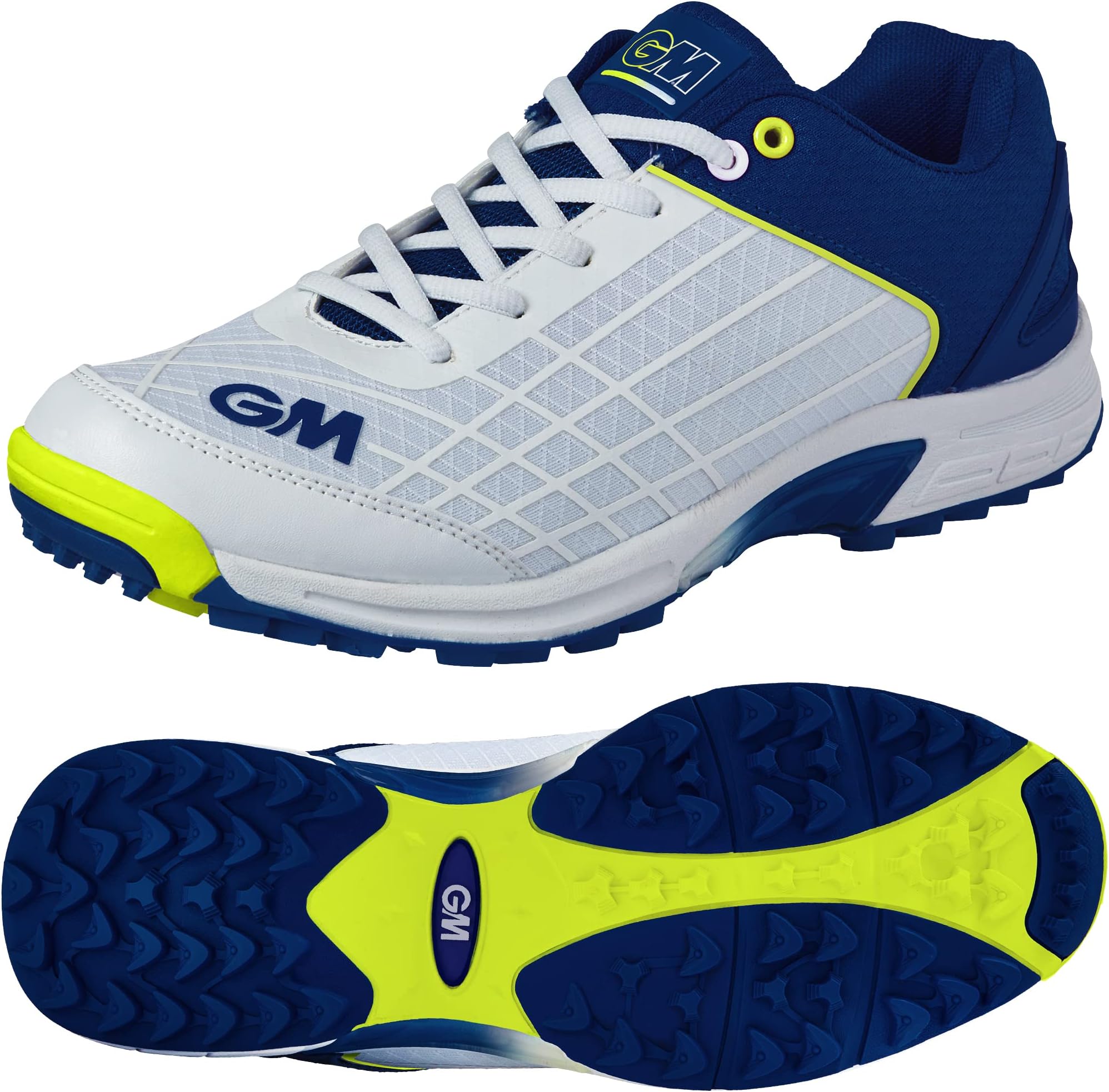 GM | Rubber Sole Cricket Shoes | Lightweigh Upper | Arch Support Grip Comfort & Reduce Fatigue | All Rounder Grip | Sizes UK Junior 1 to 6 and Senior 7 to 13