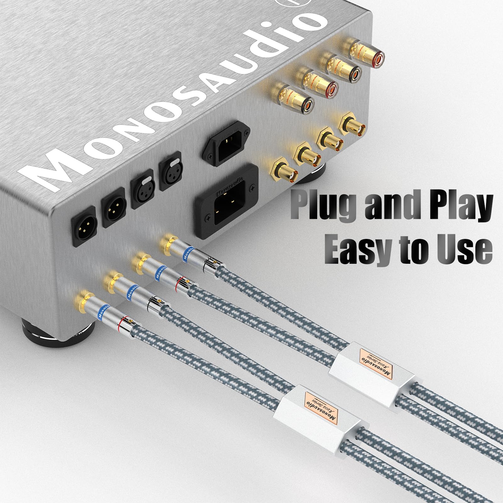 Monosaudio Par de cables RCA para audiófilos de 17 AWG, 5 N, OFC, color rojo, cobre puro, chapado en rodio, cable de señal de audio, cable de micrófono con divisor para cine en casa, HDTV,