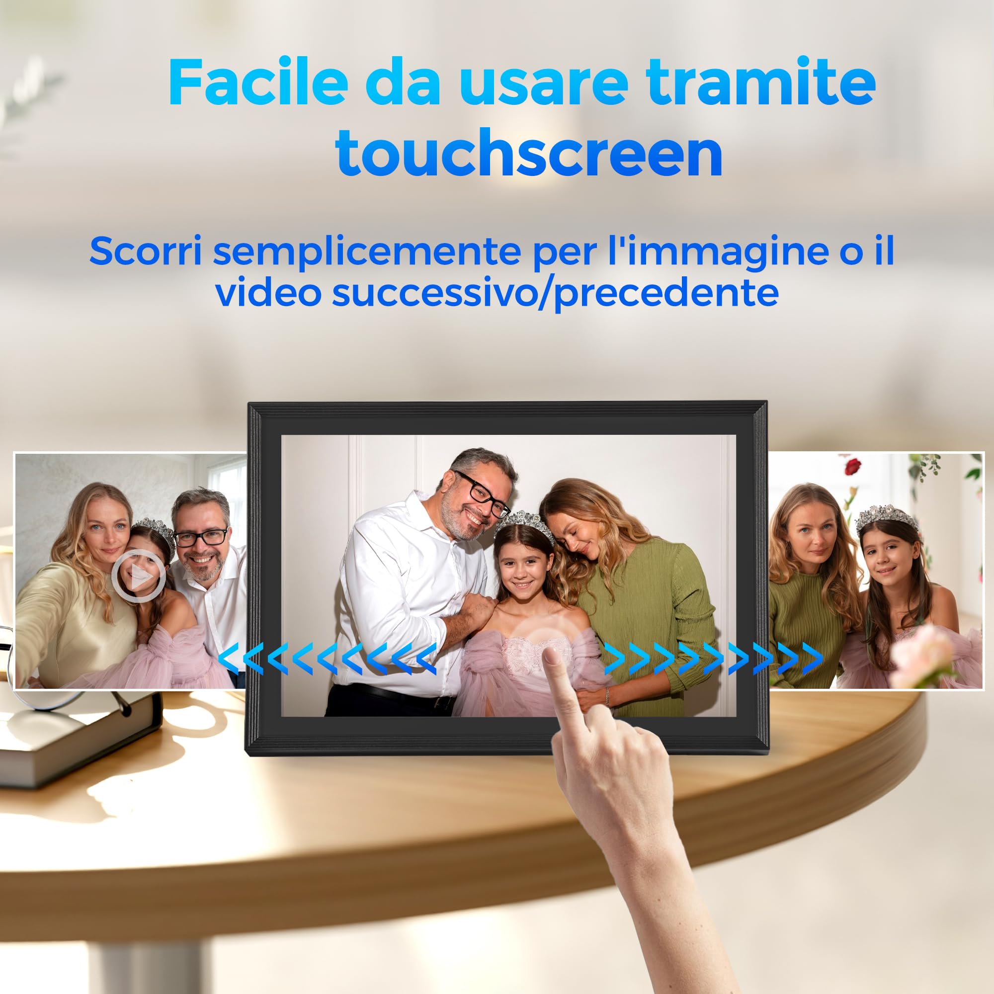 Saaf Cornice Digitale – Touchscreen 10,1" – Wifi & App ‘Uhale’ – 64GB Memoria (32GB Interna + 32GB SD) – Cornice Digitale – Nero – Facile da Usare