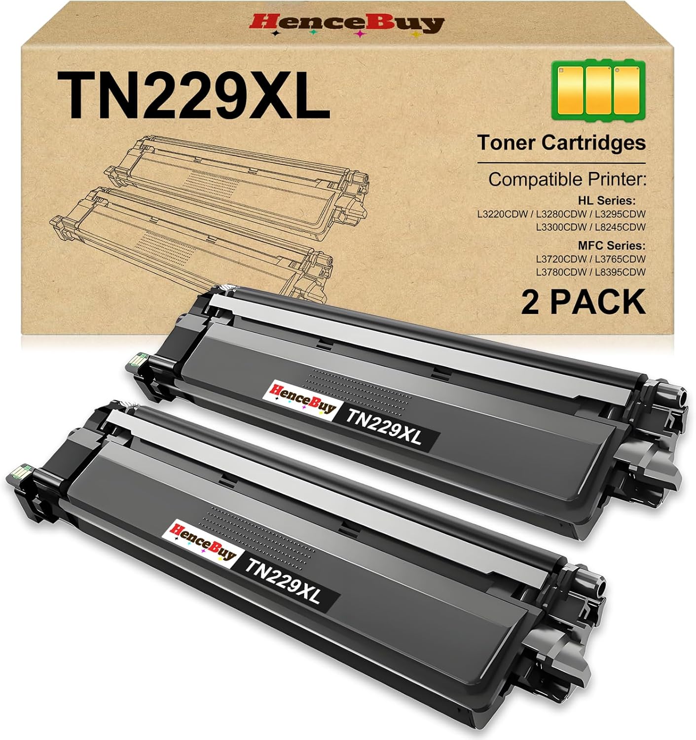 TN229XL Toner Cartridge Replacement for Brother TN229XL TN229XLBK TN229 Black Toner Cartridge for MFC-L3720CDW MFC-L3780CDW HL-L3280CDW HL-L3220CDW HL-L3300CDW Printer (2 Pack)