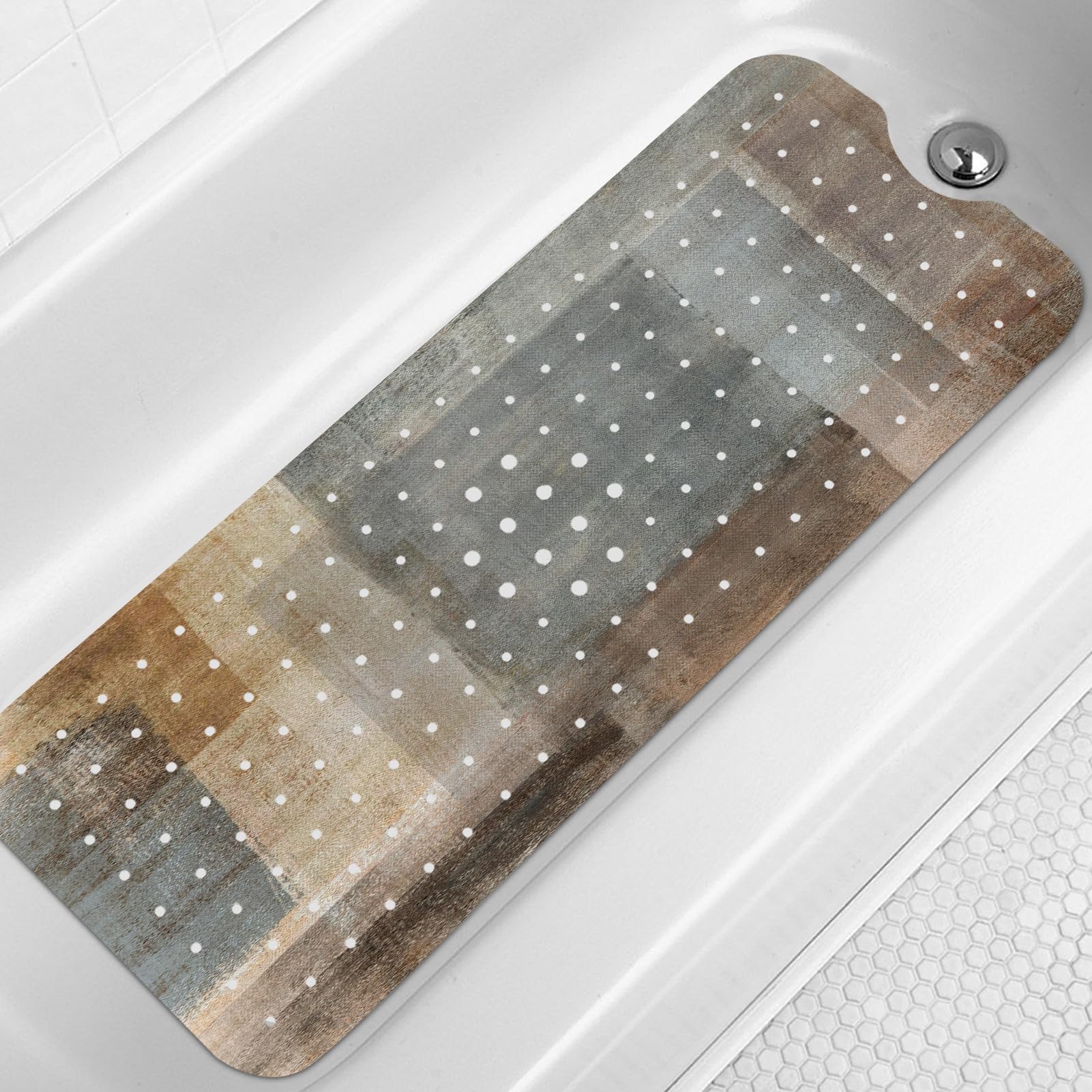 Lnond Brown Grey Bathtub Mat Non Slip