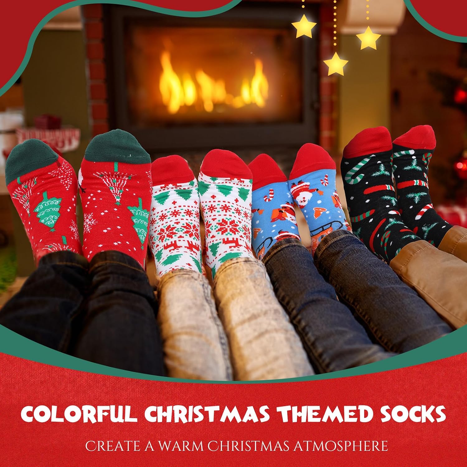 60 Pairs Christmas Socks in Bulk for Women Men, Cotton Colorful Christmas Crew Socks Novelty Funny Fancy Xmas Socks Pack