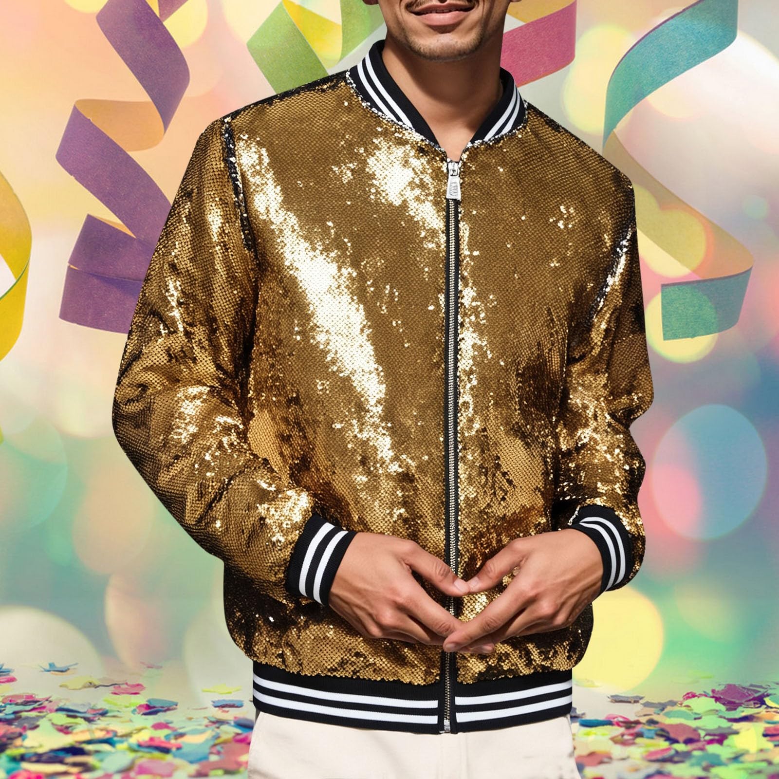 Giacca da uomo a mezza stagione a collo alto giacca da uomo primavera estate paillettes cappotto da lavoro casual bombers escursionismo antivento aeratore giacche sahariane giacca da baseball cappotti