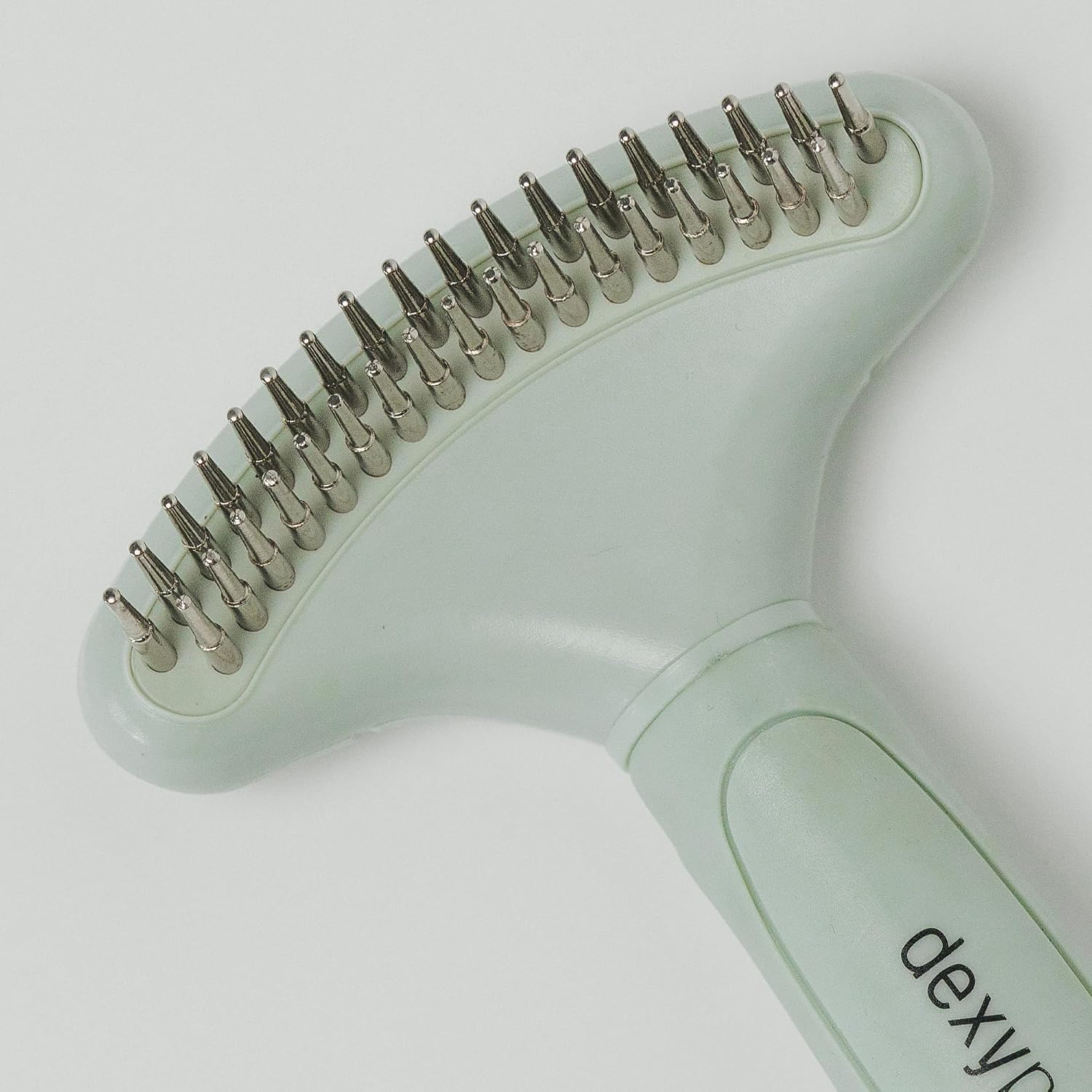 Dexypaws: Pet Double Deshedding Undercoat Rake - Sage Green, Dog & Cat Seasonal Grooming Tool, Remove Fur-Hair-Mats, Coat Maintenance, Steel Teeth