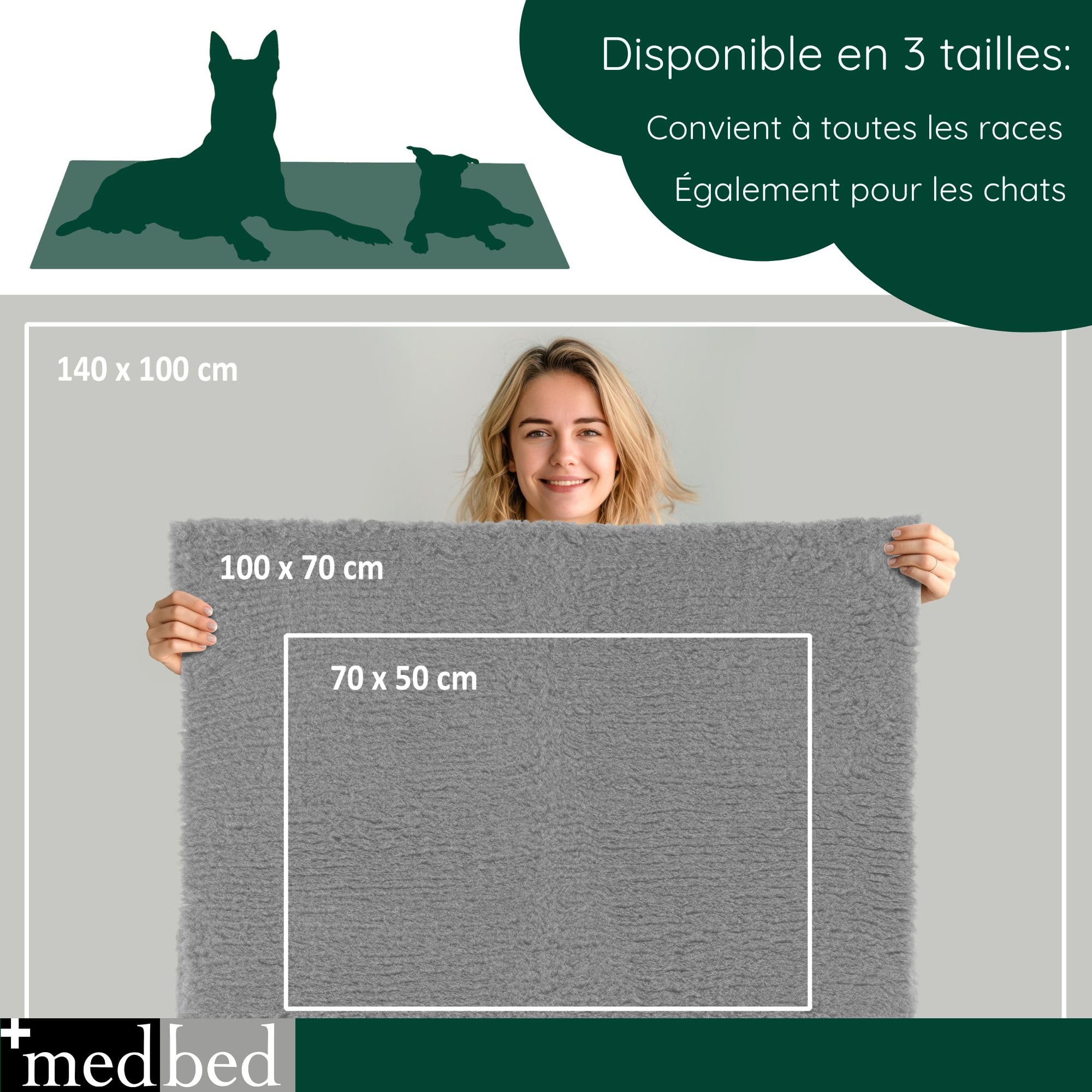 MedBed Couverture pour chien médicinale standard, d'origine, grise
