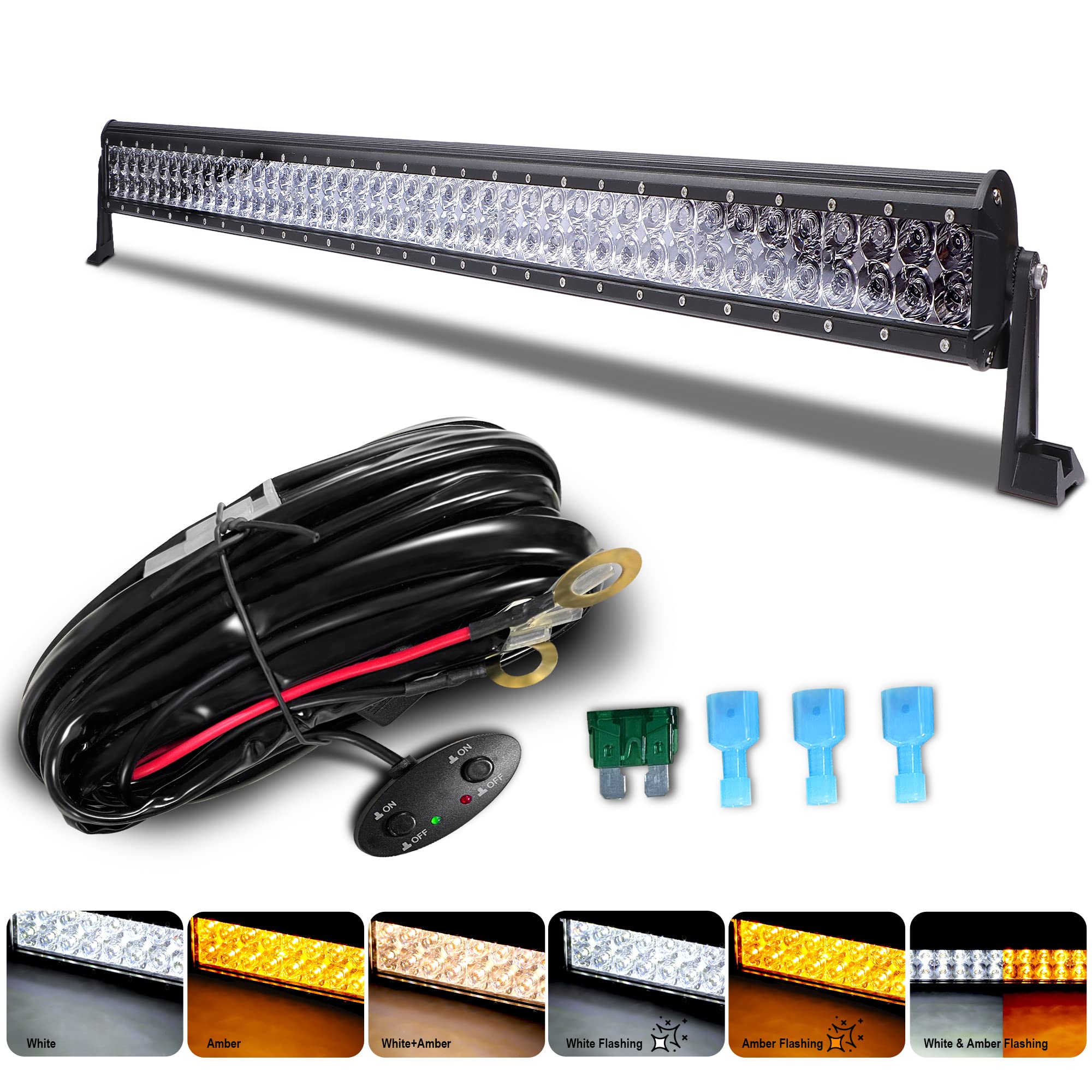 Photo 1 of IYF 34Inch LED Light Bar, Spot Flood Work Light 6 Modes Amber White Strobe Light Off-Road Driving Fog Light